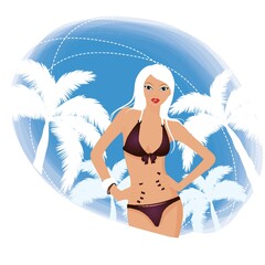 Sticker - woman on beach