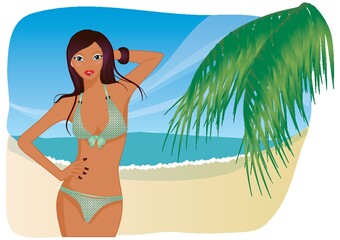 Wall Mural - woman on beach