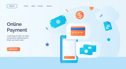 Wall Mural - online payment money card bank smartphone icon campaign for web website home homepage landing templa