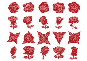 Poster - set of rose icons