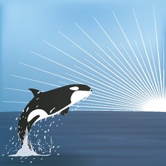 orca jumping from the sea waters