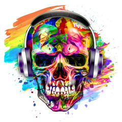 skull with wings and headphones