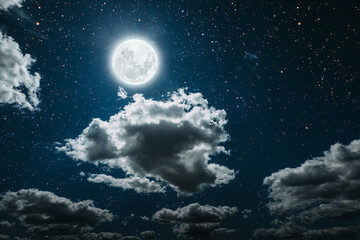 Wall Mural - backgrounds night sky with stars and moon and clouds. elements of this image furnished by nasa