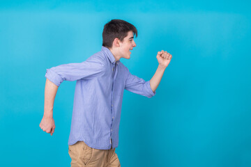 Sticker - smiling teenager running or walking isolated