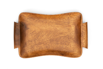 Wall Mural - Wooden trays for breakfast isolated on white. Wood tray top view.