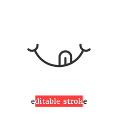 minimal editable stroke tongue icon