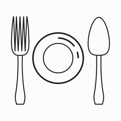 Poster - fork spoon and plate