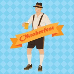 Poster - bavarian man with beer mug