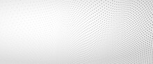 3D Abstract Monochrome Background With Dots Pattern Vector Design, Technology Theme, Dimensional Dotted Flow In Perspective, Big Data, Nanotechnology.
