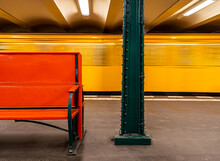 Blurred Motion Of Train At Subway Station