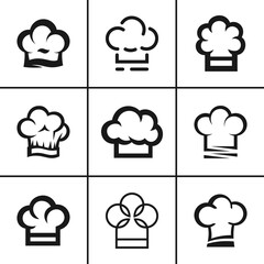 Professional cook or baker chef hat set