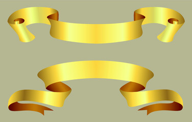 Sticker - Gold ribbon banners set