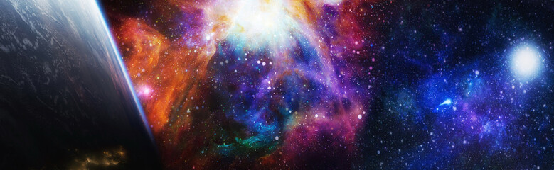 Wall Mural - beautiful night sky, star in space. collage on space, science and educational subjects. elements of 