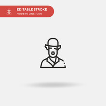 Chaplin Simple Vector Icon. Illustration Symbol Design Template For Web Mobile UI Element. Perfect Color Modern Pictogram On Editable Stroke. Chaplin Icons For Your Business Project