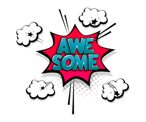 Wall Mural - comic text awesome speech bubble pop art style