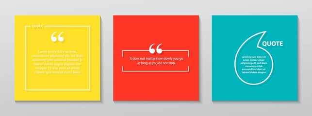 Quote template modern trendy design. Comma, Note, message and comment. Vector set illustration