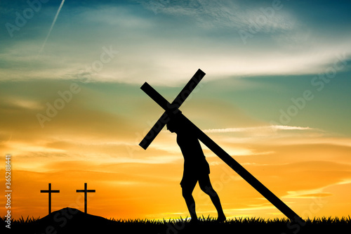 Cuadros en Lienzo illustration of Jesus carrying the cross