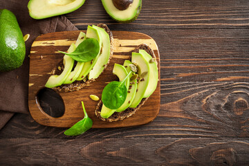 Wall Mural - Healthy and tasty avocado sandwiches