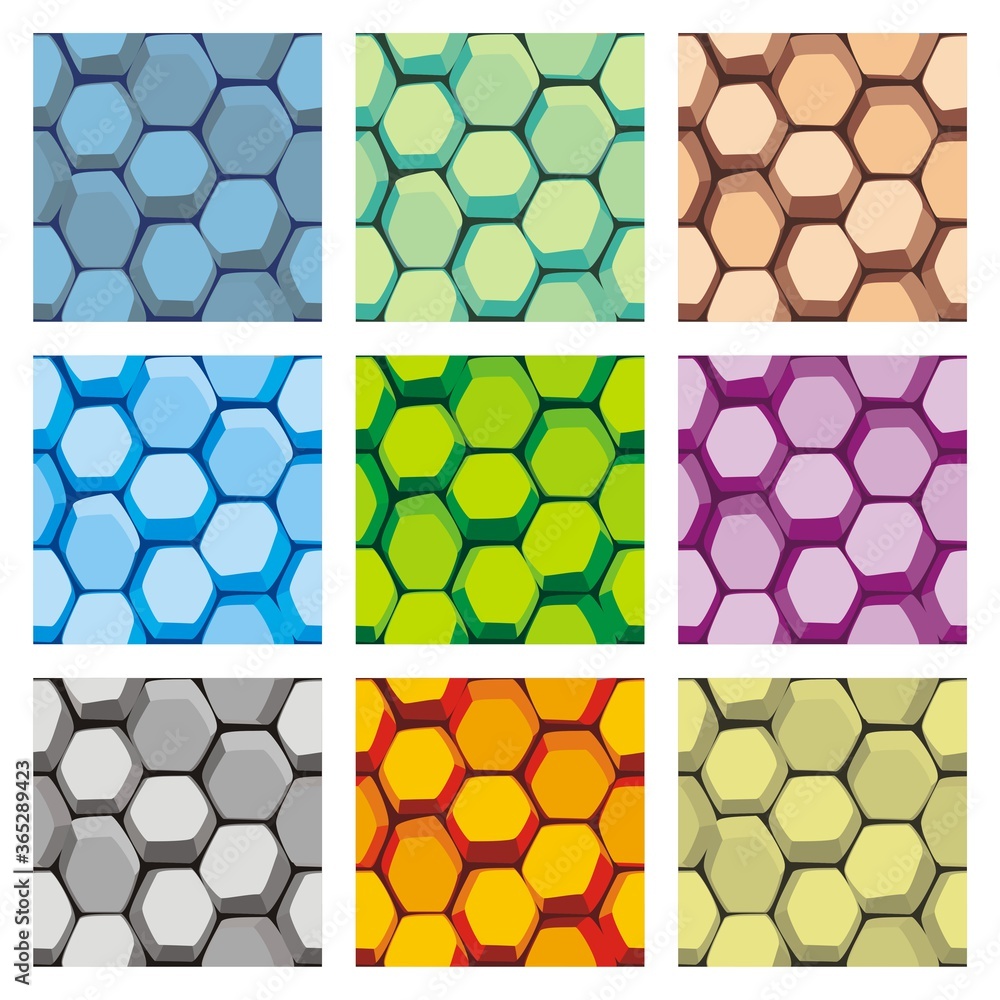 set of seamless pattern vector illustration of wall stone texture, in ...