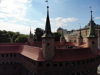 Wall Mural - Aerial photo from drone. The culture and historical capital of Poland. Comfortable and beautiful Krakow. The land of Legend.