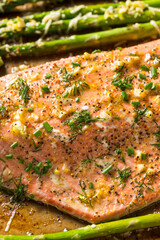 Poster - Homemade Roasted Salmon Filet and Asparagus