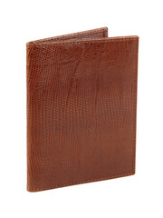 New brown wallet of reptile skin leather isolated