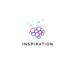 Aufkleber - Inspiration icon, colorful circles, bubbles in human brain. Dotted logo template, flat minimal style emblem. Concept logotype design for business, art, medicine, web and technology. Vector logo.