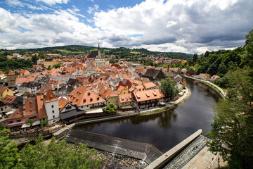 Wall Mural - Panoramic view over Cesky Krumlov with Moldau river, Czech Republic	
