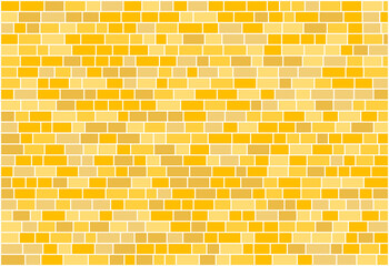 Wall Mural - Nested rectangles with random widths  vector background in shades of yellow  like a wall with lots of  bricks with white rounded borders