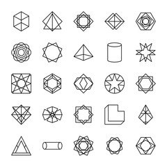 circular and geometric shapes icon set, line style