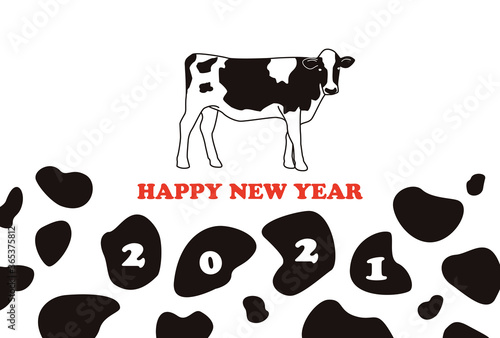 丑年 21年 牛とホルスタイン柄の年賀状イラスト Stock Vector Adobe Stock 丑年 21年 牛とホルスタイン柄の年賀状イラスト Stock Vector Adobe Stock