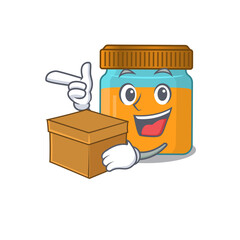 Wall Mural - A cheerful honey jar cartoon design concept having a box