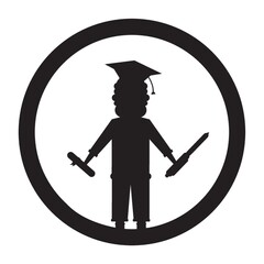 Sticker - silhouette of man wearing mortarboard