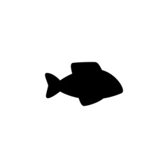 Canvas Print - Fish Icon in black flat glyph, filled style isolated on white background