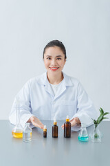 Wall Mural - organic natural cosmetic product in the laboratory for testing dermatologis. beauty and package conc