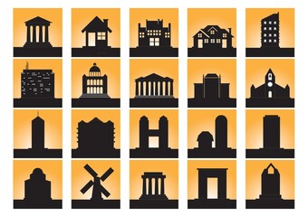 Wall Mural - silhouette of buildings