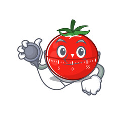 Sticker - A dedicated tomato kitchen timer doctor caricature design working with tools