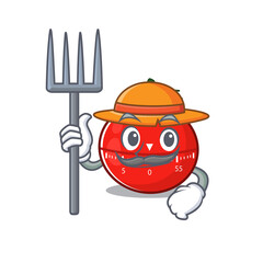 Poster - Farmer tomato kitchen timer mascot design working with a hat