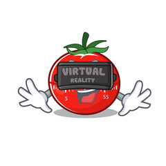 Sticker - Tomato kitchen timer cartoon image play a game with Virtual Reality headset