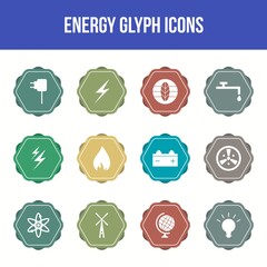 Poster - Unique energy vector glyph icon set