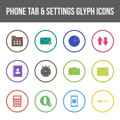 Canvas Print - Unique phone tab & settings vector glyph icon set