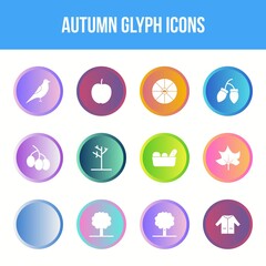 Sticker - Unique autumn vector glyph icon set