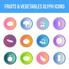 Canvas Print - Unique fruits & vegetables vector glyph icon set