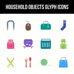 Wall Mural - Unique household objects vector glyph icon set