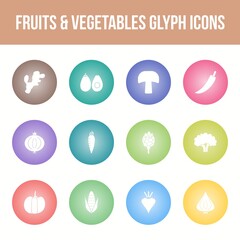 Canvas Print - Unique fruits & vegetables vector glyph icon set