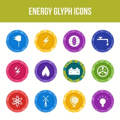 Poster - Unique energy vector glyph icon set