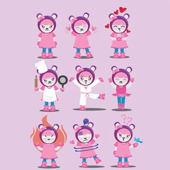 Sticker - cartoon character with different actions