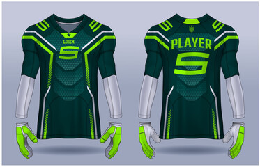 American Football jersey,t-shirt sport design template.uniform front and back view.