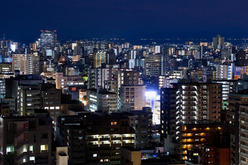  城山より見る鹿児島市街地の夜景と桜島	