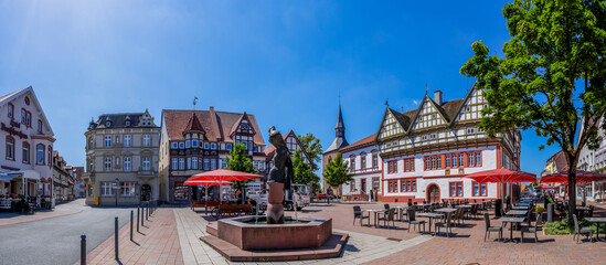 Marktplatz und Rathaus, Blomberg, Deutschland 